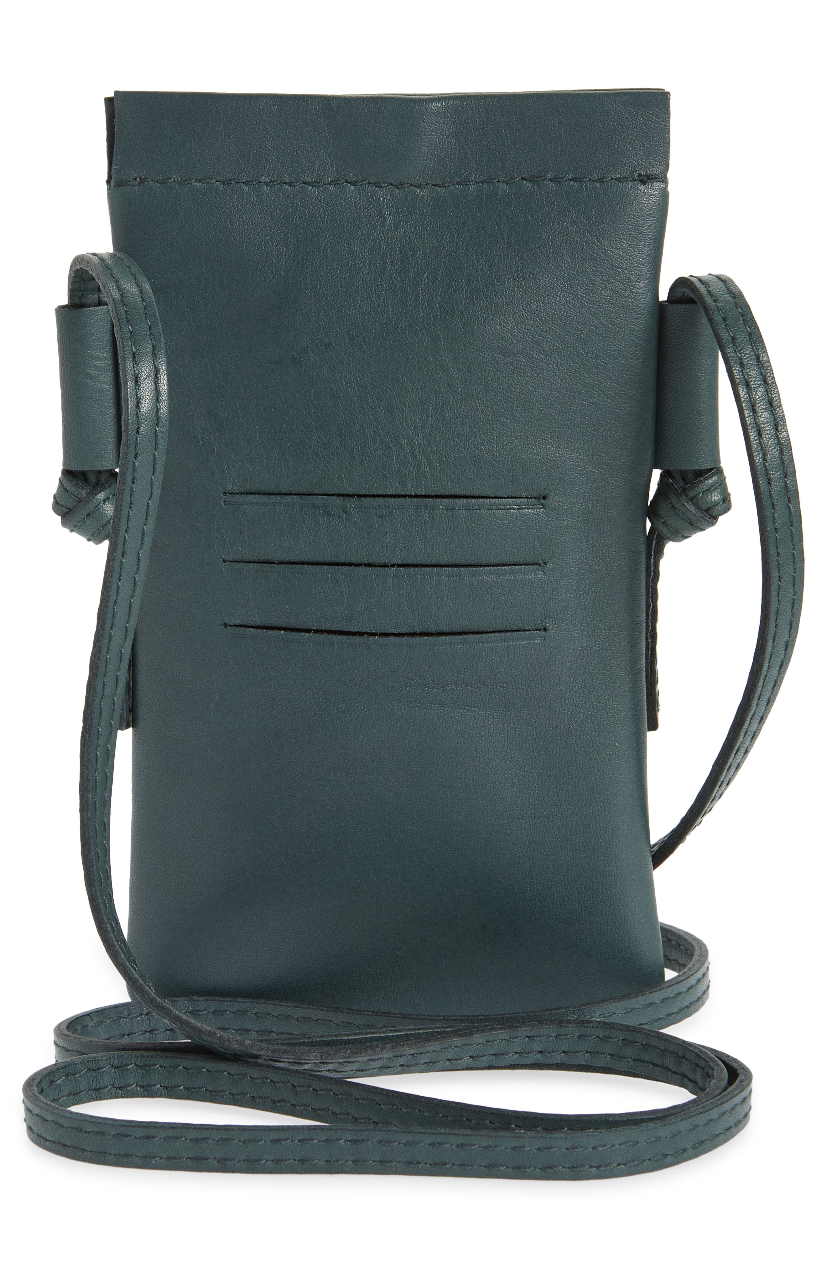 The Smartphone Leather Crossbody Bag, Alternate, color, MIDNIGHT GREEN