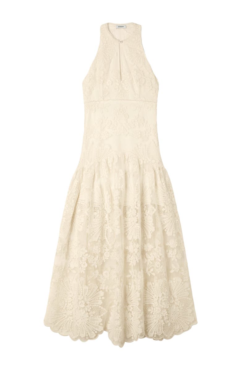 SANDRO Floral cotton guipure maxi dress, Alternate, color, Vanilla