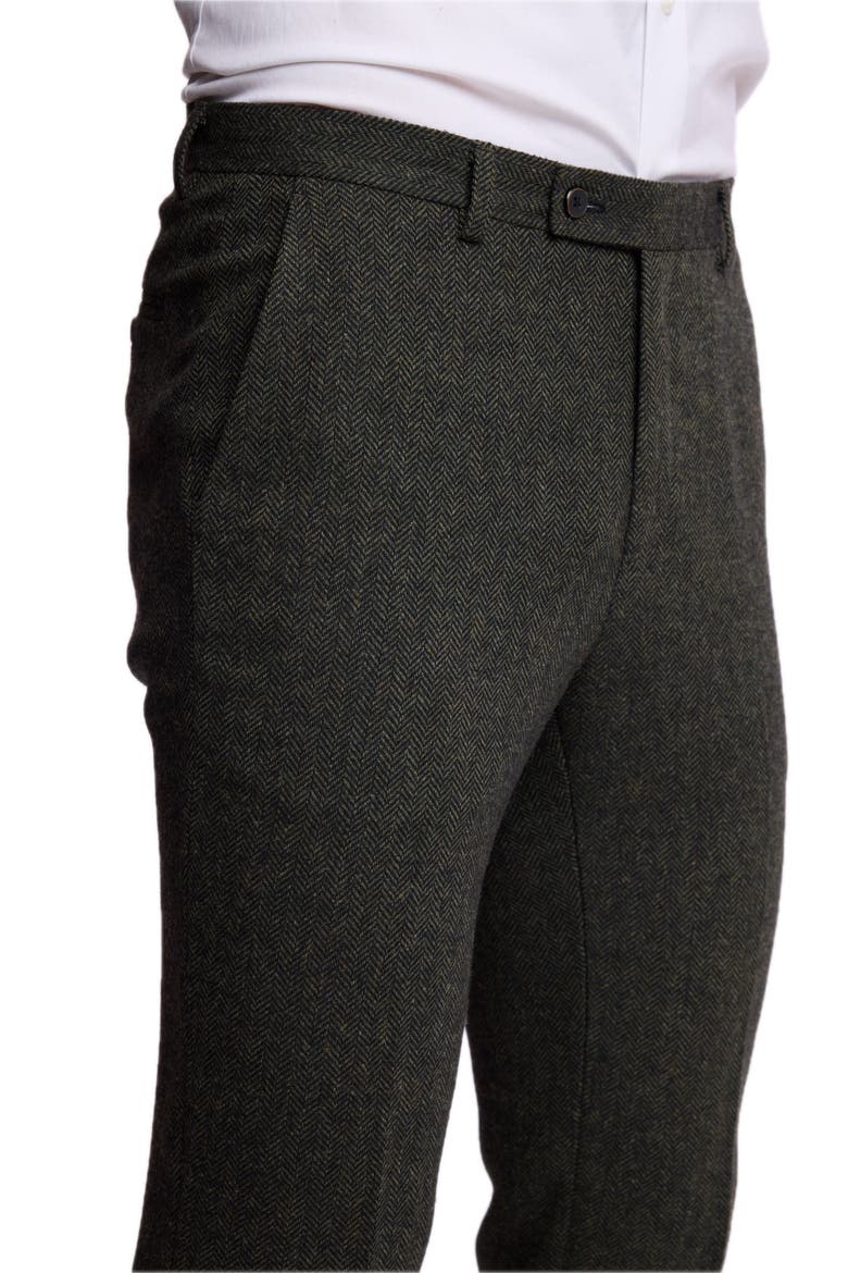 Downing Slim Fit Herringbone Pants, Alternate, color, GREEN BLACK HERRINGBONE