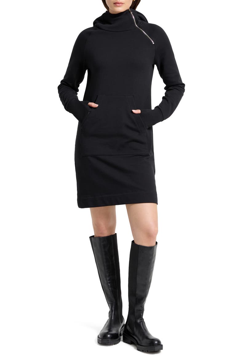 Tompkins Long Sleeve Hoodie Dress, Main, color, BLACK