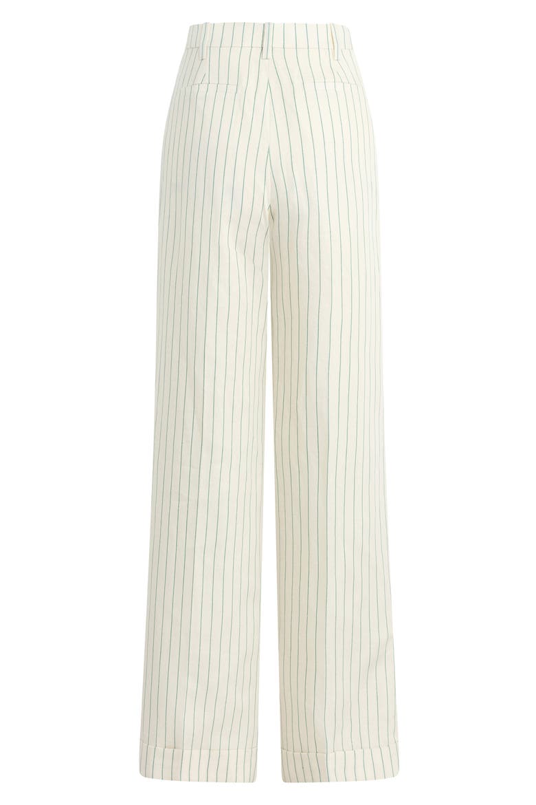 Paige Pinstripe Straight Leg Pants, Alternate, color, EMERALD STRIPE