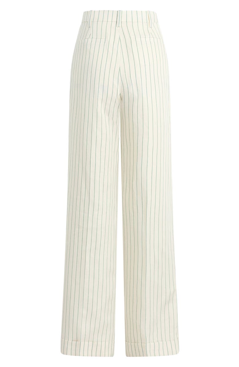 Favorite Daughter Paige Pinstripe Straight Leg Pants, Alternate, color, Emerald Stripe
