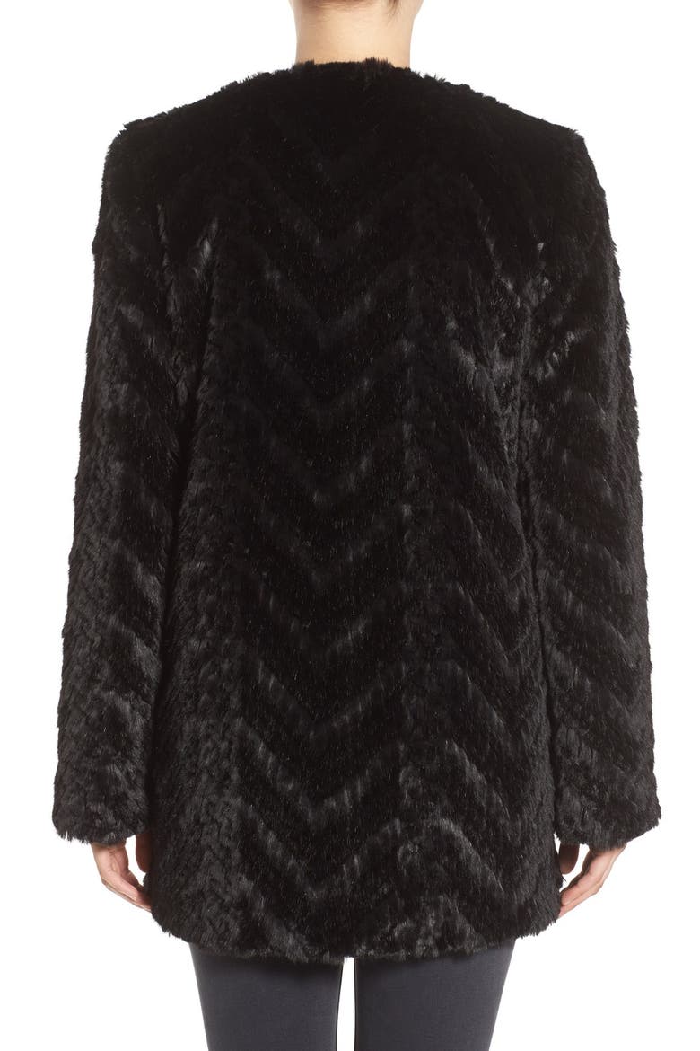 Tiered Faux Fur Topper, Alternate, color, BLACK