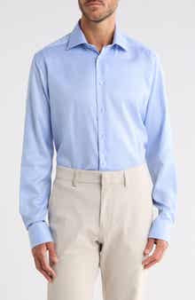 Slim Fit Houndstooth Twill Dress Shirt