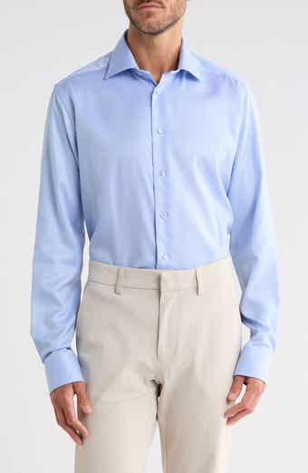 Slim Fit Houndstooth Twill Dress Shirt