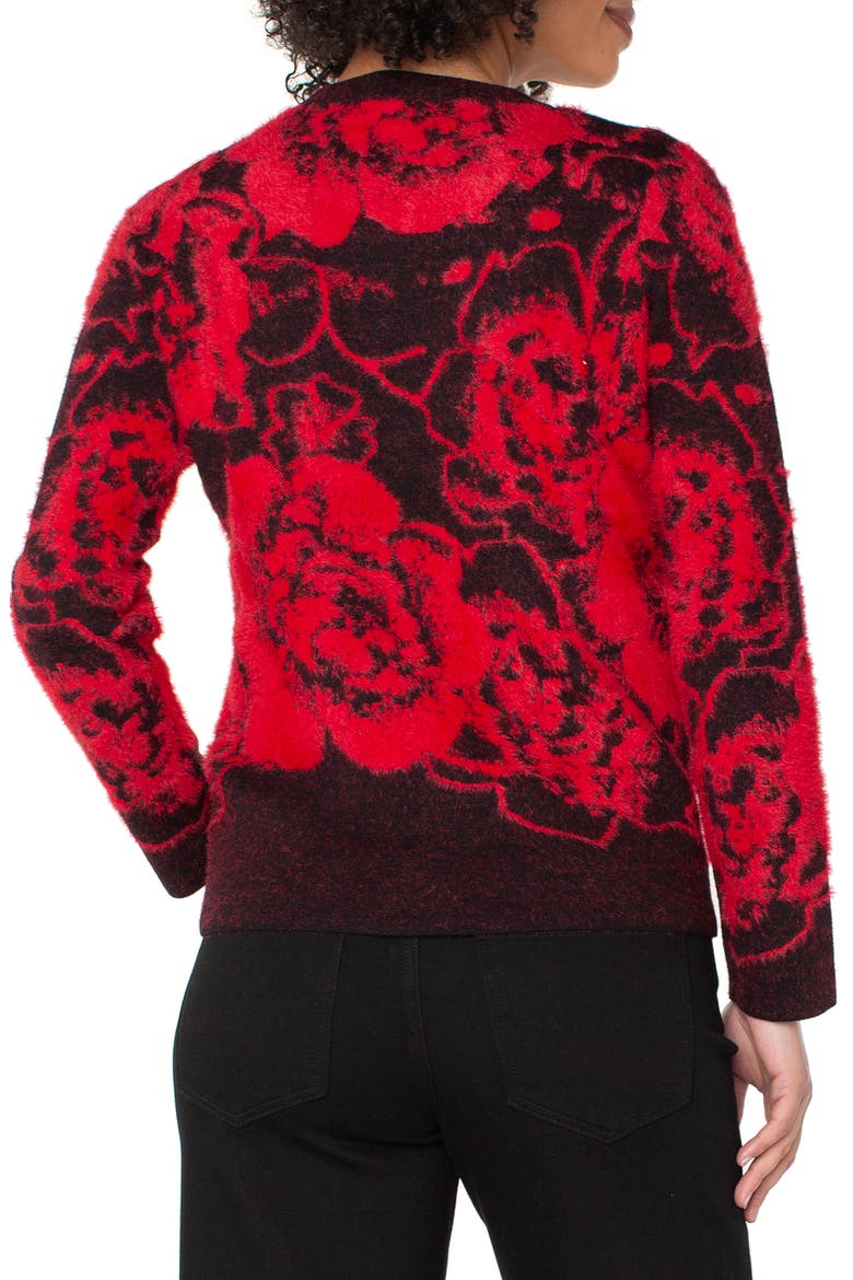 Fuzzy Floral Sweater, Alternate, color, BLACK / RED FLORAL
