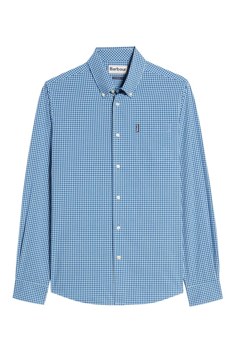 Gingham 19 Tailored Fit Button-Up Shirt, Alternate, color, NAVY