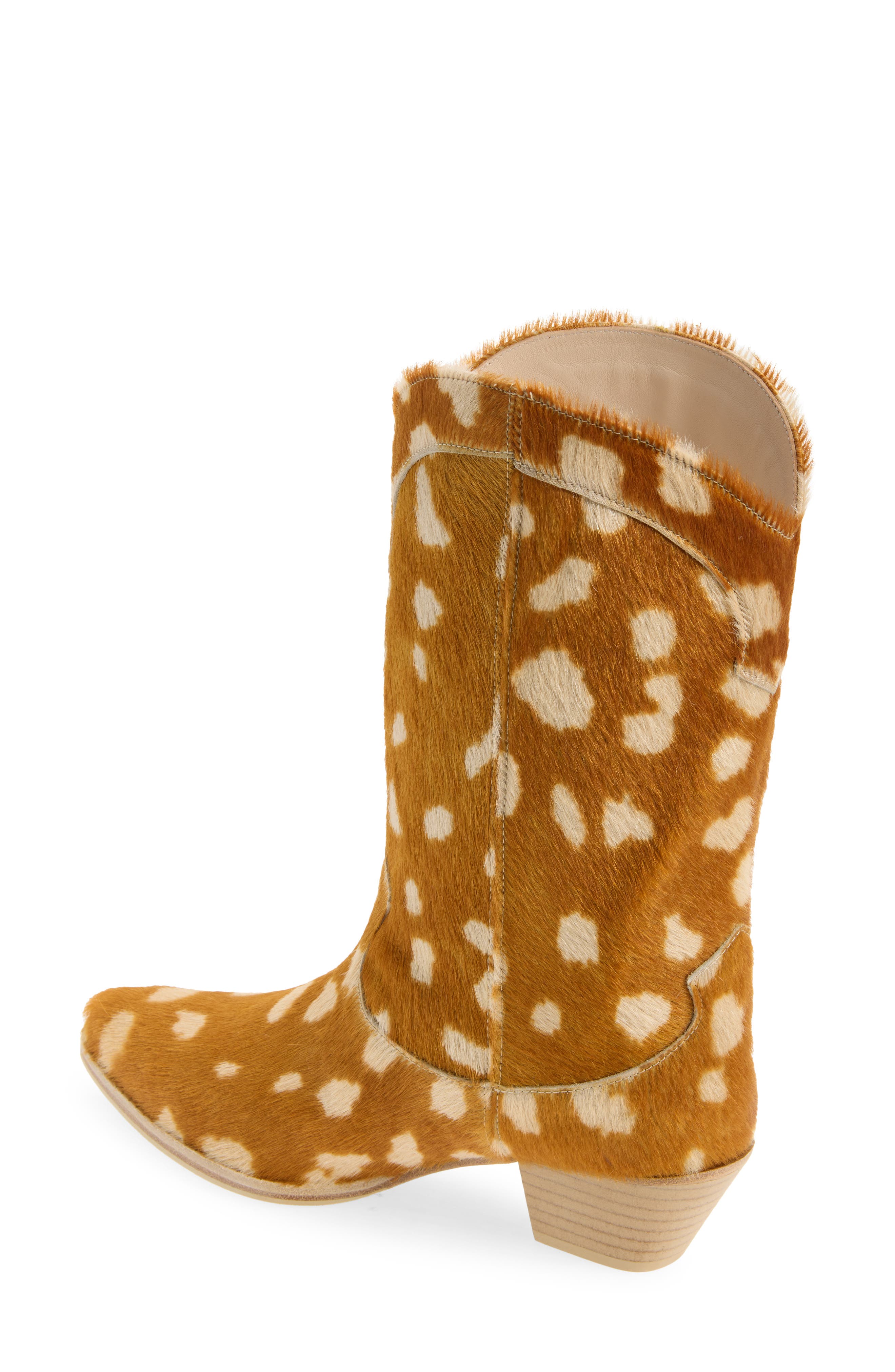 Western Mid Shaft Boot, Alternate, color, SPOTTED HAIRCALF