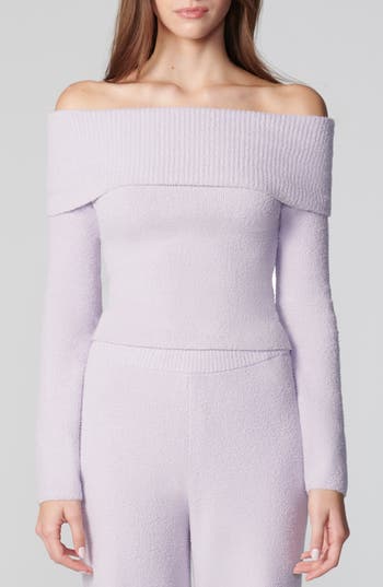 Florence By Mills Off The Shoulder Long Sleeve Sweater In Purple