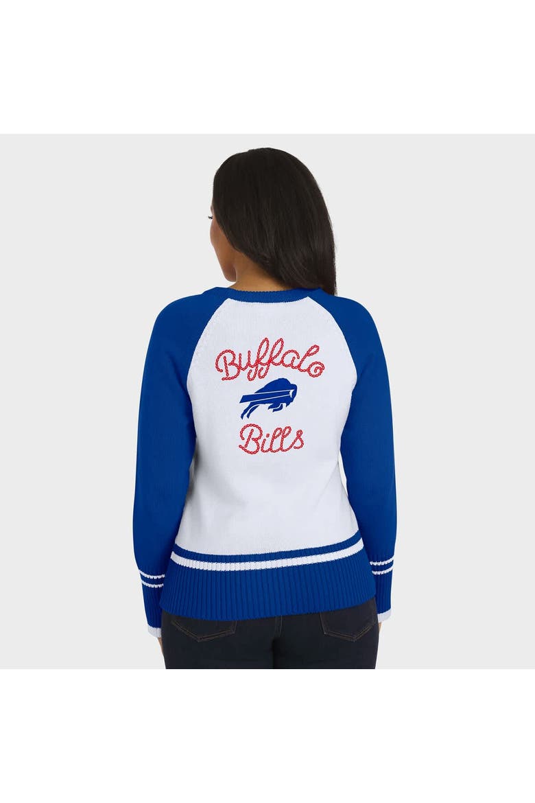 Women's WEAR by Erin Andrews White/Royal Buffalo Bills Colorblock Raglan Sweater, Alternate, color, White
