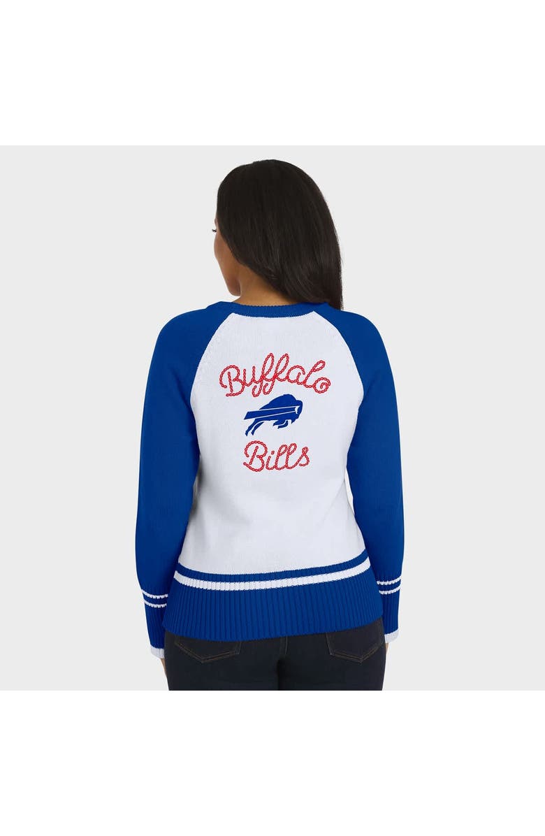 WEAR by Erin Andrews Women
s WEAR by Erin Andrews White/Royal Buffalo Bills Colorblock Raglan Sweater, Alternate, color, White