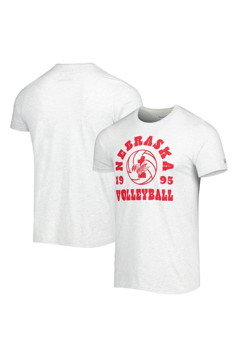 Men's Homefield Ash Nebraska Huskers Vintage 1995 Nebraska Volleyball Champions T-Shirt, Main, color, Ash