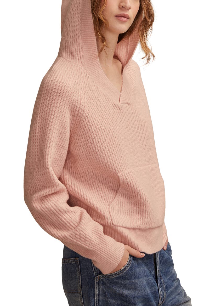 Cloud Soft V-Neck Sweater Hoodie, Alternate, color, ROSE SMOKE