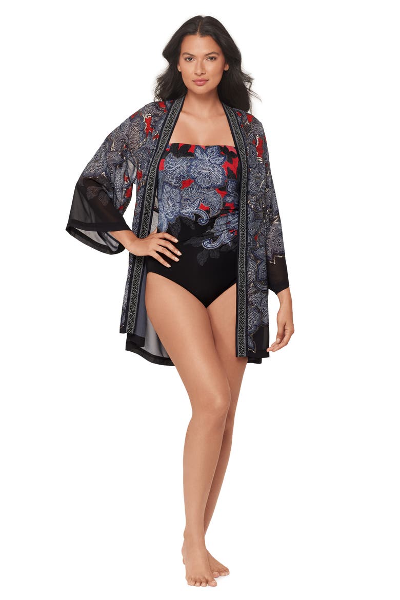 Steel Magnolias Robe Cover-Up, Alternate, color, BLK/ MULTI