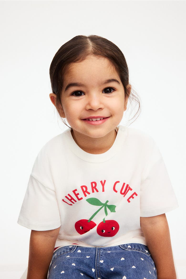 3-pack Cotton T-shirts, Alternate, color, White/Cherry Cute