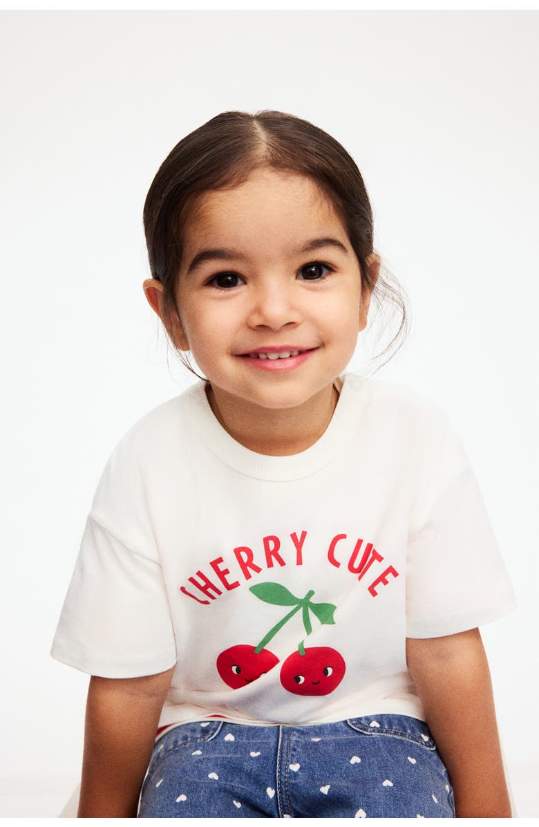 H&M 3-pack Cotton T-shirts, Alternate, color, White/Cherry Cute