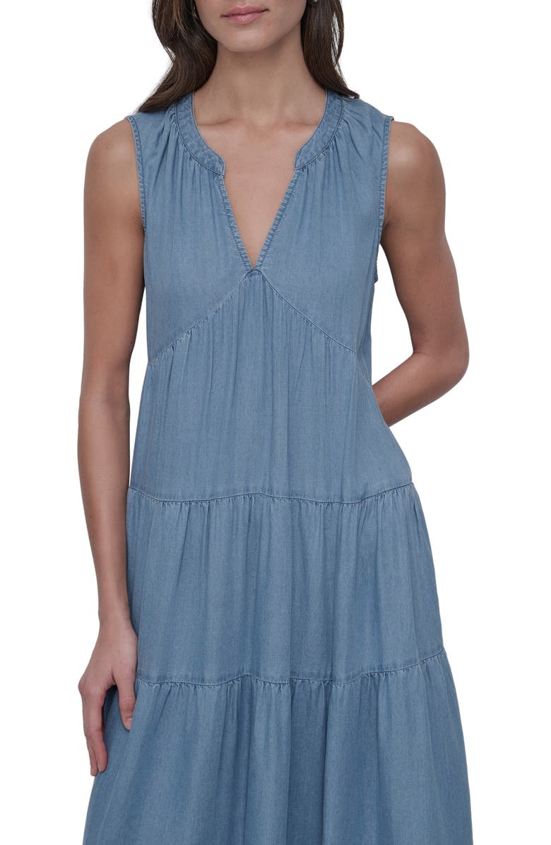 DKNY Jeans Sleeveless Tencel<sup>™</sup> Lyocell Chambray Tiered Dress, Alternate, color, Chambray
