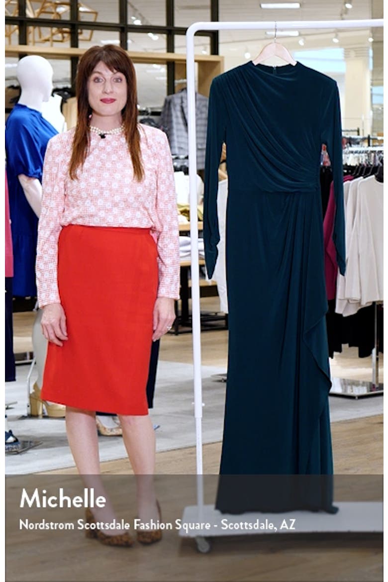 Ruffle Long Sleeve Sheath Gown video