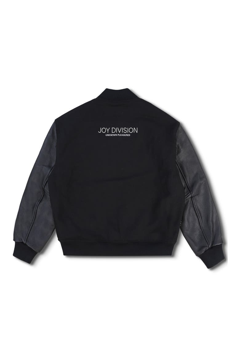 x Joy Division Unknown Pleasures Wool Blend Varsity Jacket, Alternate, color, BLACK