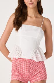 ASTR the Label Teale Eyelet Cotton Peplum Top