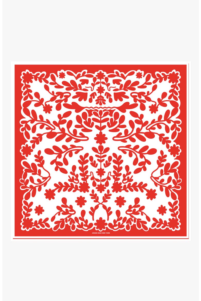 Double Sided Silk Scarf Red Blessing, Main, color, Red
