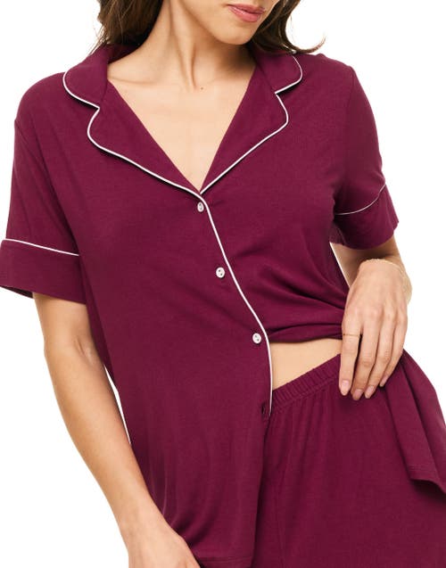 Adore Me Jayne Short Pajama Set In Dark Purple