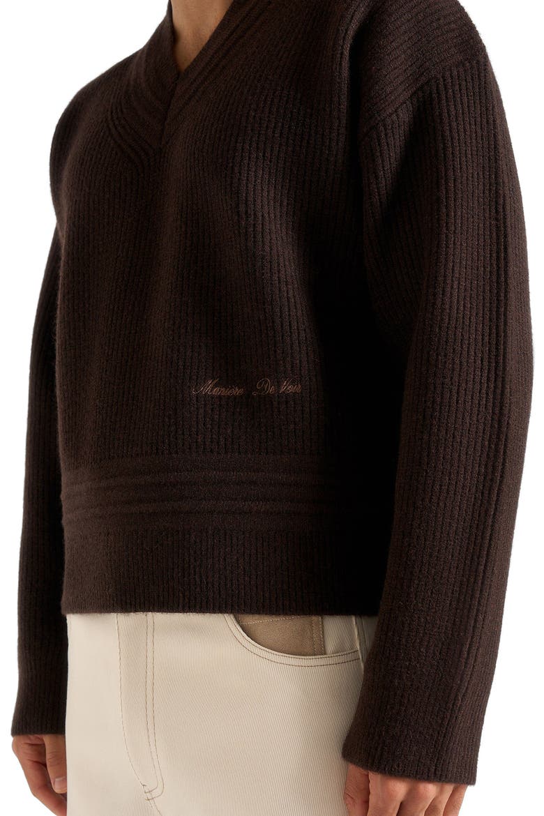 Remi V-Neck Signature Knit Jumper, Alternate, color, Brown