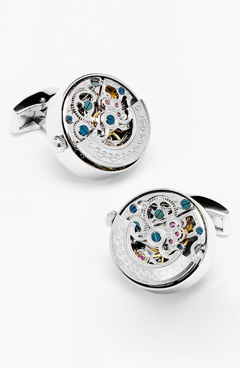 Cufflinks, Inc. Penny Black 40 'Kinetic Watch' Cuff Links, Main, color, 
