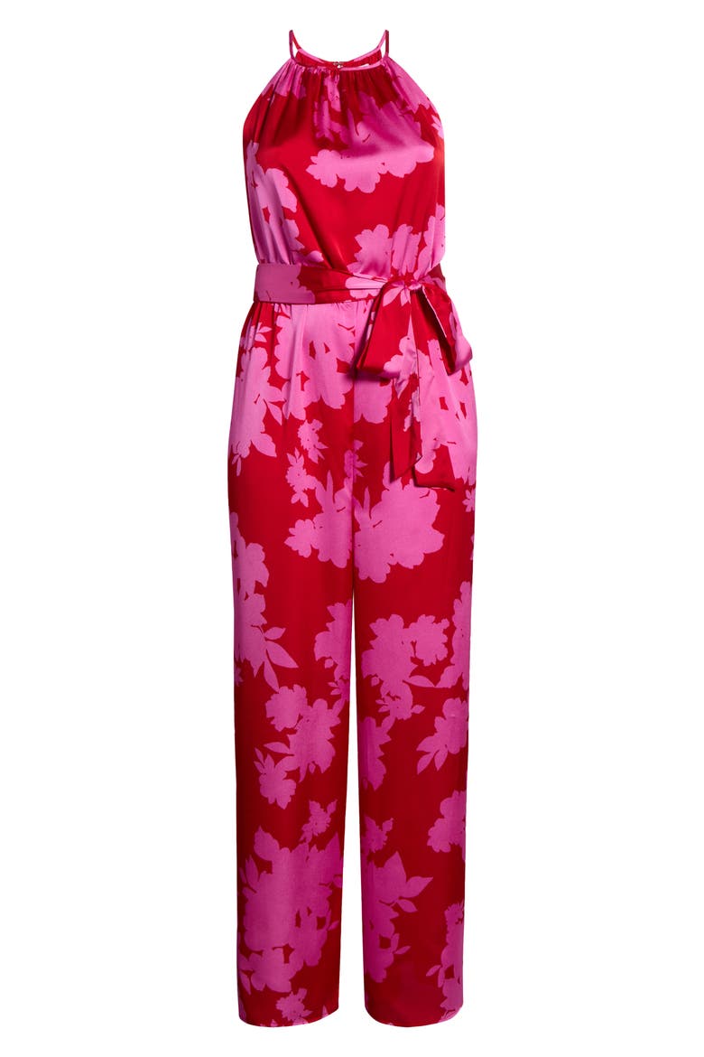 Burning Love Floral Print Jumpsuit, Alternate, color, CHERRY-PINK