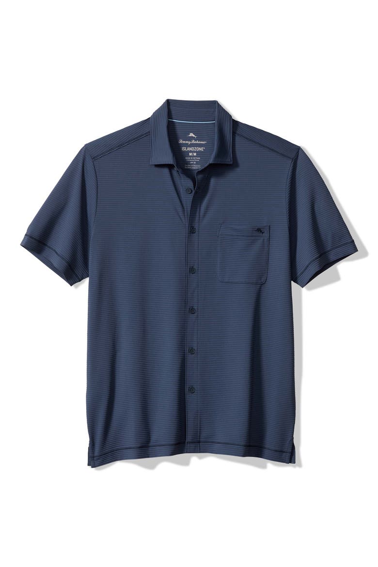 Costa Wave Short Sleeve Button-Up Shirt, Main, color, CARBON NAVY