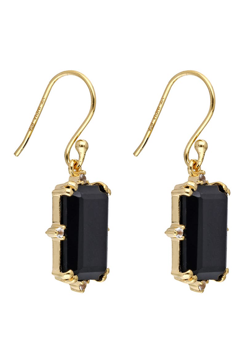 Semiprecious Stone Drop Earrings, Alternate, color, BLACK