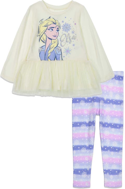 Frozen Tulle Peplum Top and Leggings Set