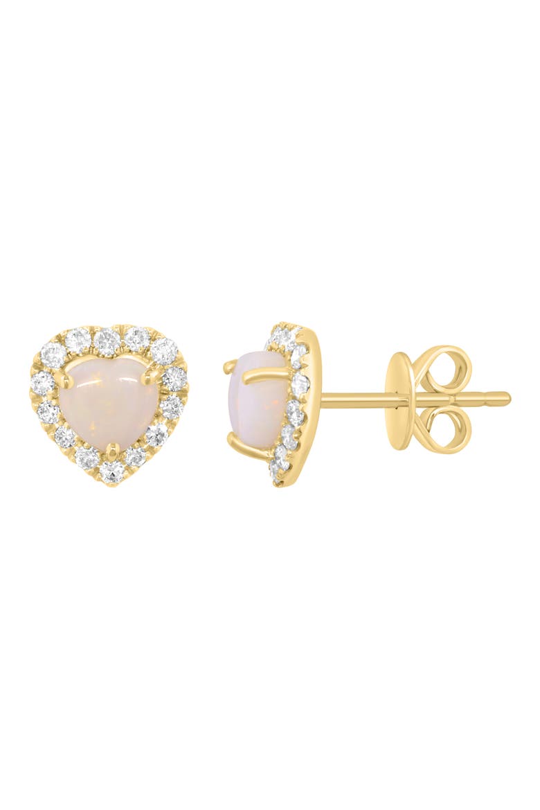 Opal Heart & Diamond Halo Stud Earrings, Alternate, color, WHITE