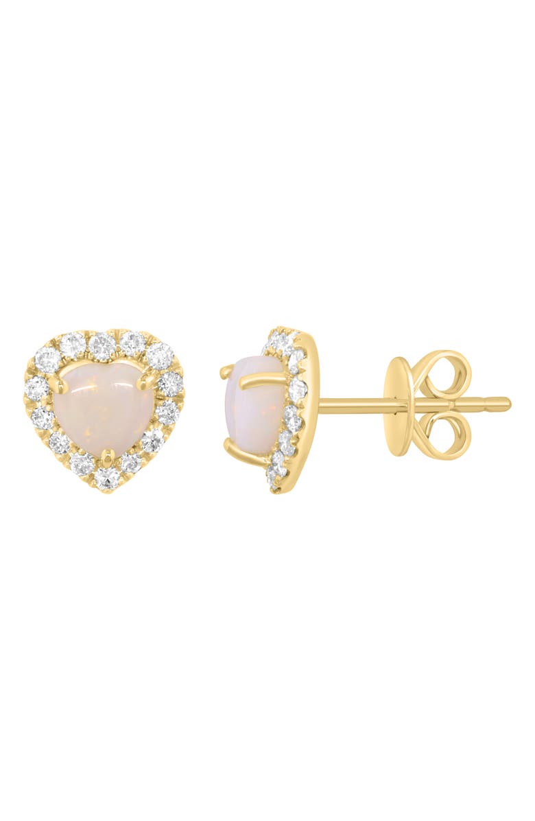 EFFY Opal Heart & Diamond Halo Stud Earrings, Alternate, color, White