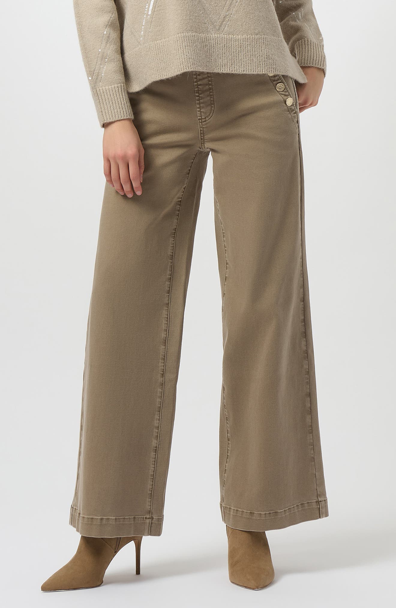 Wide Leg Pull-On Pants