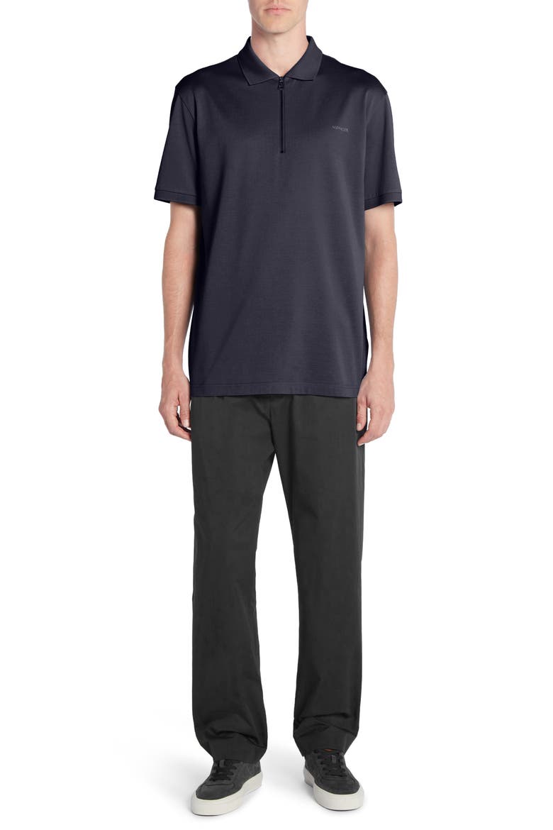 Logo Zip Polo, Alternate, color, BLACK