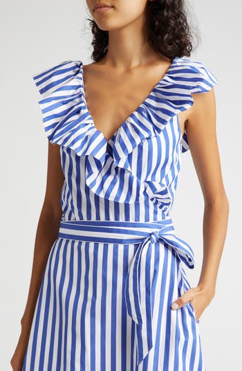 【POLO RALPH LAUREN】STRIPED RUFFLED COTTON WRAP ドレス POLO RALPH LAUREN Striped Ruffled Cotton Wrap Dress | endource
