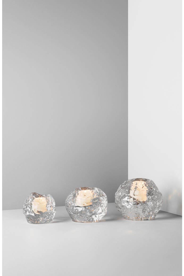 Set of 3 Snowball Glass Votives, Main, color, WHITE
