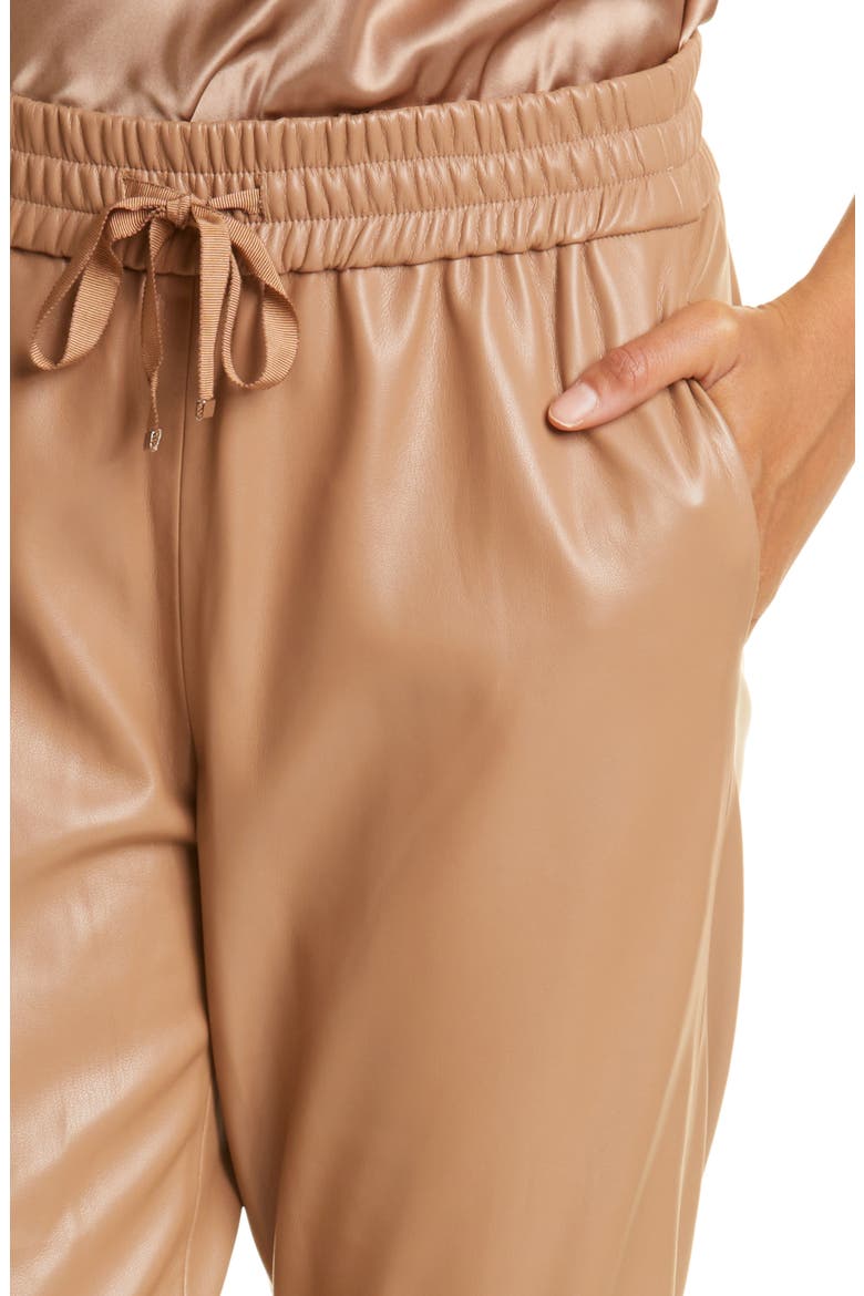 Dalton Faux Leather Joggers, Alternate, color, LATTE