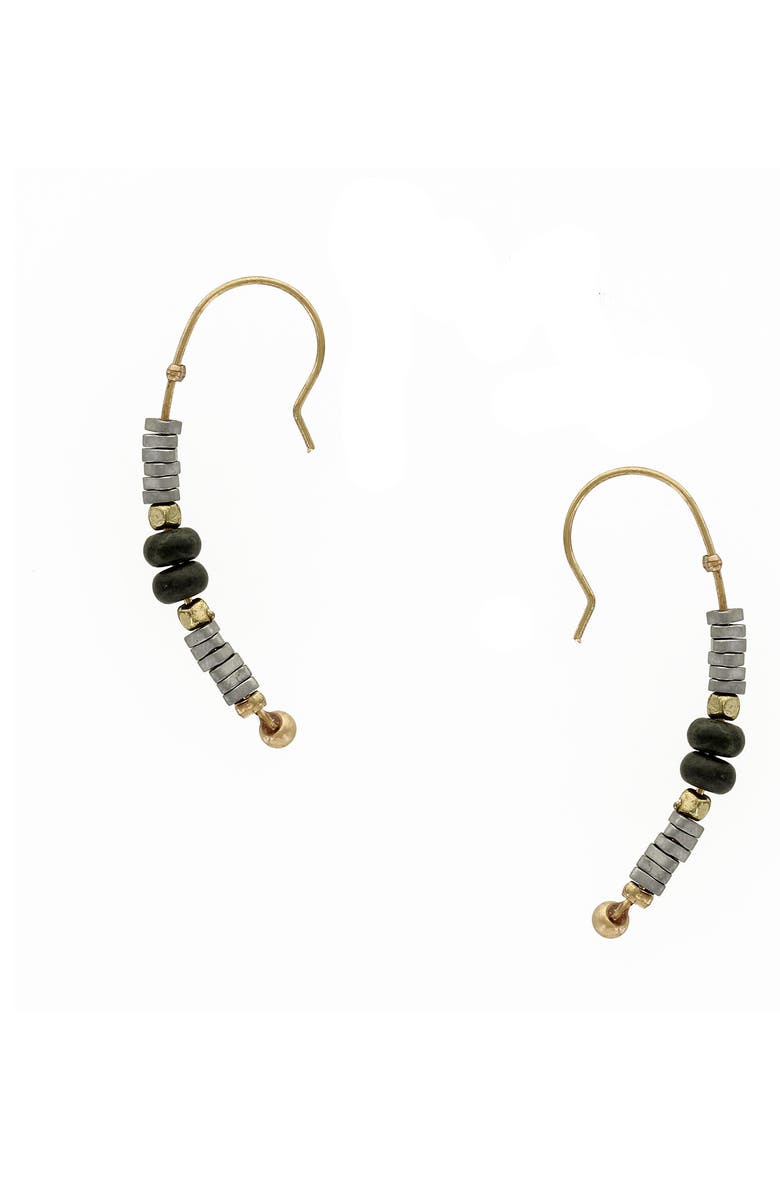 OLIVIA WELLES Bead Detailed Hook Drop Earrings, Main, color, Gold-Black