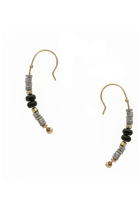 Bead Detailed Hook Drop Earrings