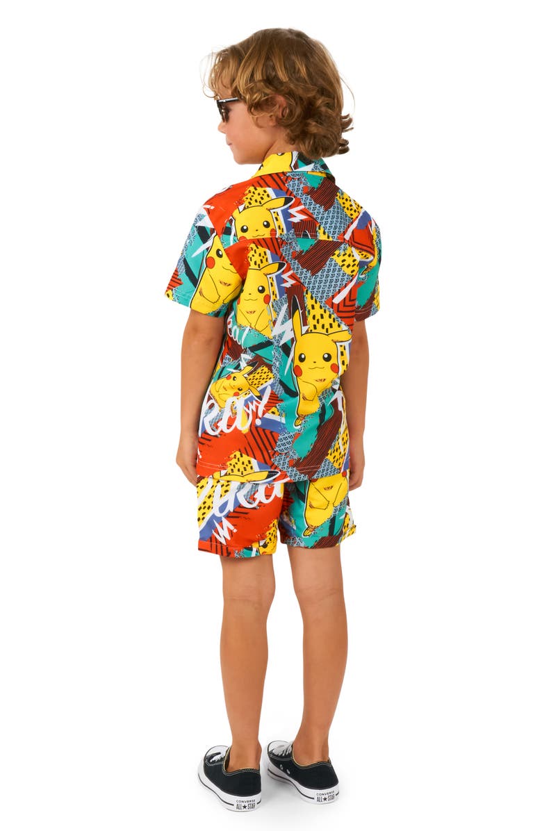 OppoSuits x Pokémon Kids' Pika Pikachu Camp Shirt & Shorts Set, Alternate, color, 