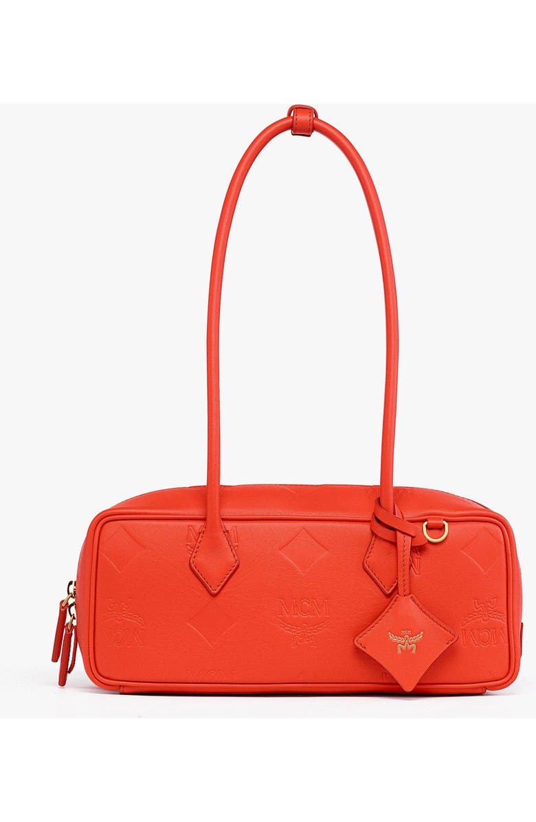 MCM Aren Shoulder Bag in Maxi Monogram Leather, Main, color, Orange