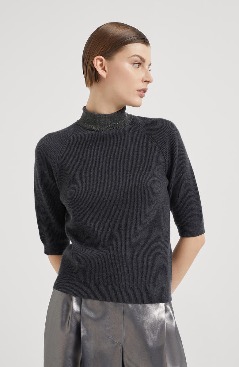 Brunello Cucinelli English rib knit sweater with monili, Alternate, color, 