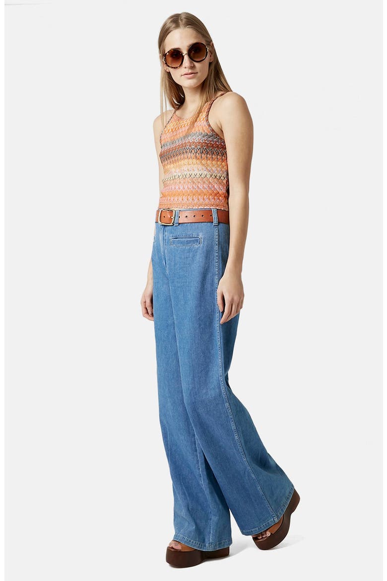 Moto 'Miller' Flare Jeans, Alternate, color, MID DENIM