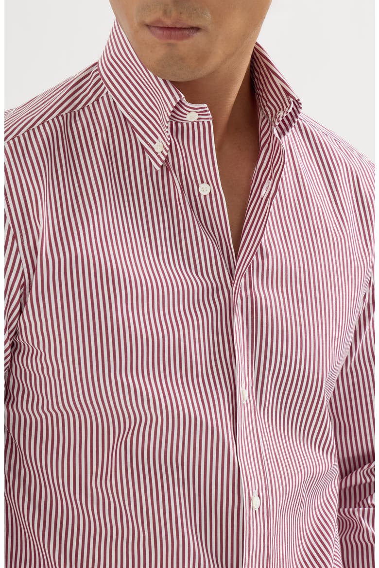 Striped poplin shirt with button-down collar, Alternate, color, Amaranth