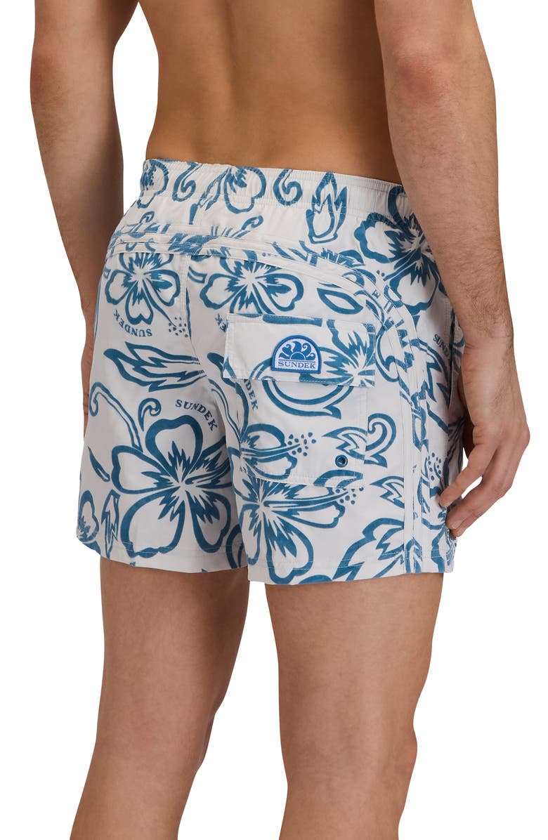 Sundek Print Swim Trunks, Alternate, color, Ghost