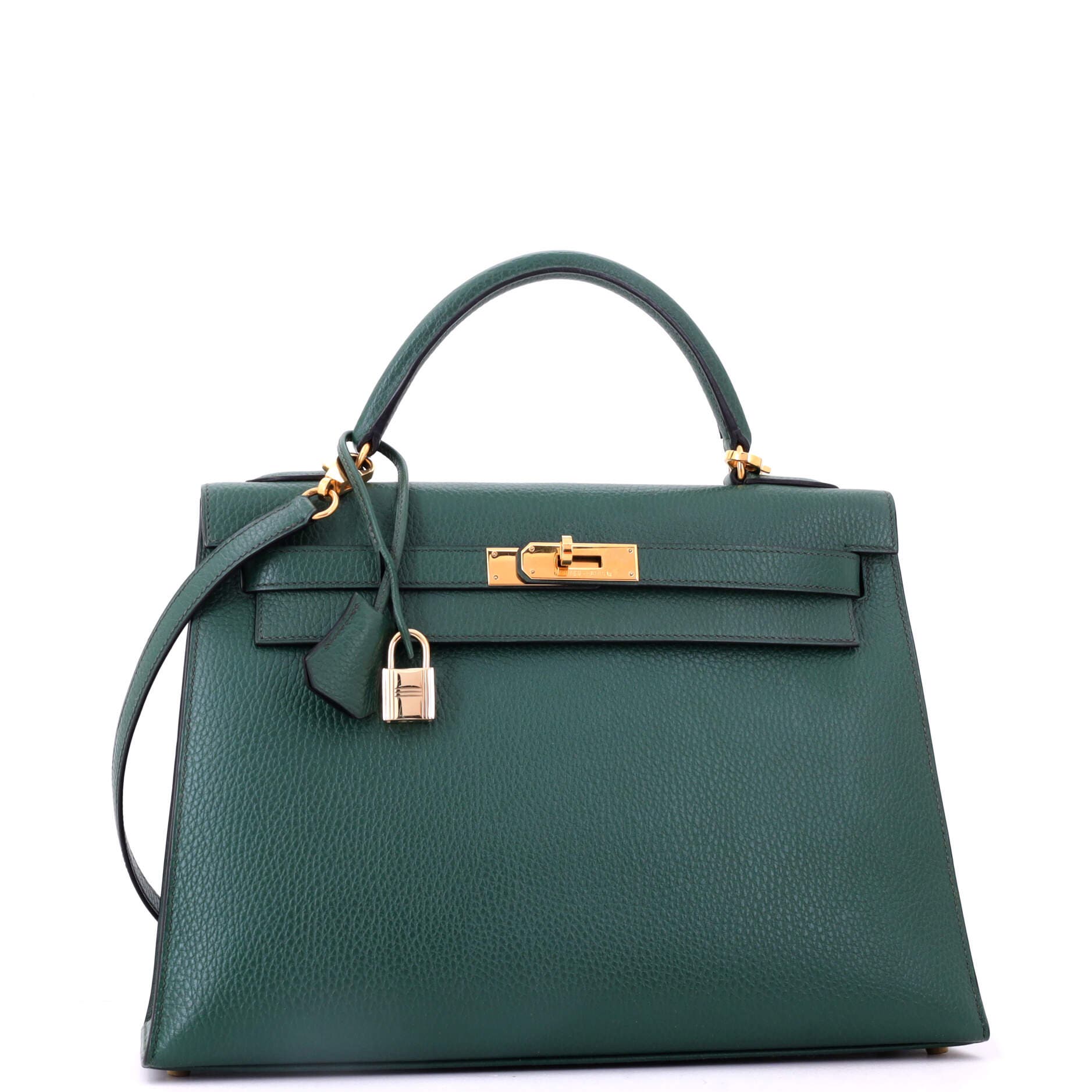 Pre-Owned Hermes Kelly Handbag Green Ardennes with Gold Hardware 32, Alternate, color, Vert