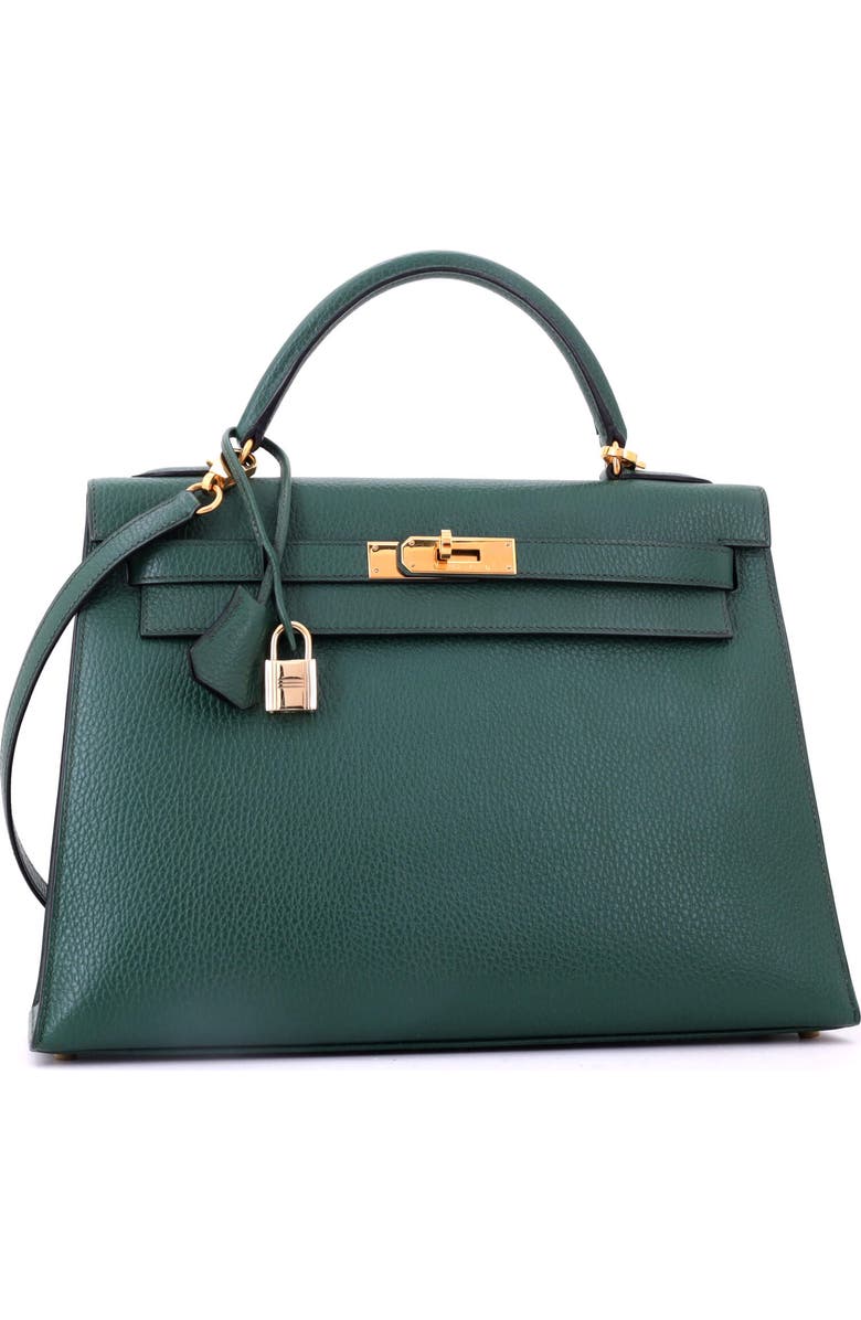 Pre-Owned Hermes Kelly Handbag Green Ardennes with Gold Hardware 32, Alternate, color, Vert