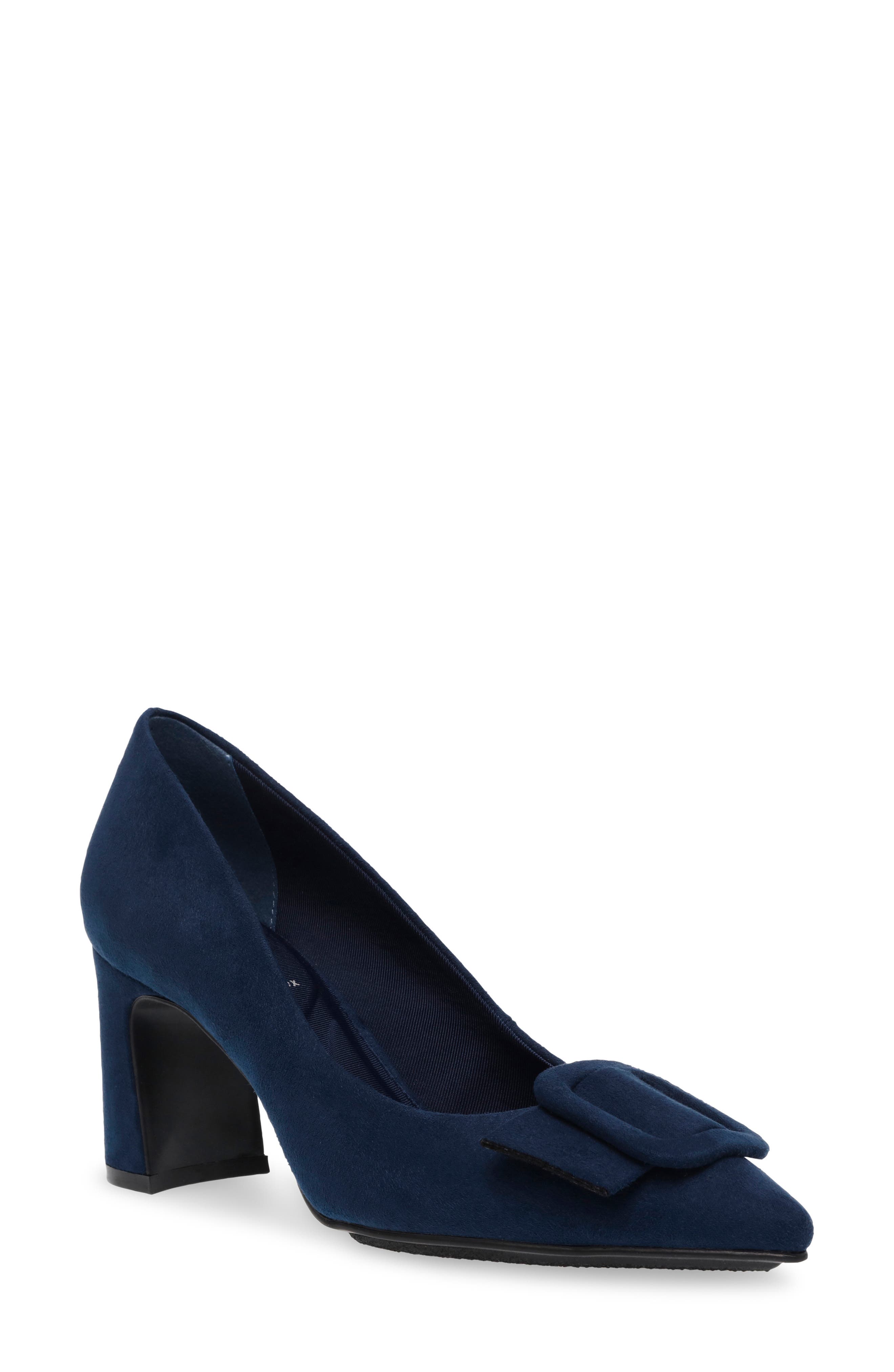 Baretta Buckle Pump, Main, color, NAVY SUEDE